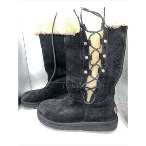 UGG Boots Side Lace Up Warm Comfy Sz 7 Sheep Skin Excellent Condition !!!!